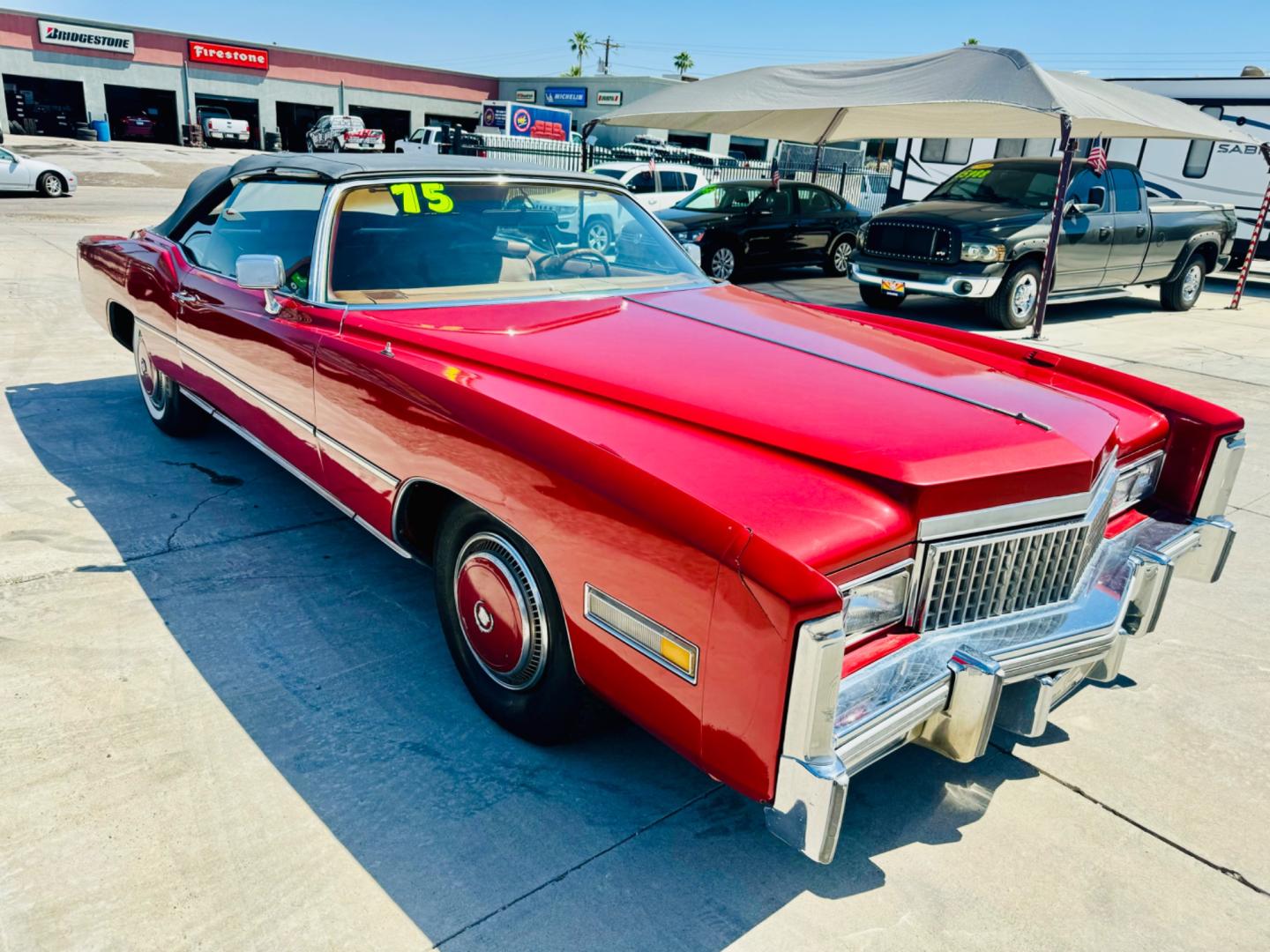 1975 Red Cadillac Eldorado convertible. , located at 2190 Hwy 95, Bullhead City, AZ, 86442, (928) 704-0060, 0.000000, 0.000000 - 1975 Cadillac Eldorado Convertible. Great project car for someone. New tires. Runs and drives, power top works. has a/c doesn't work. needs restoration. interior needs work, engine needs to be serviced . clear title. - Photo#7